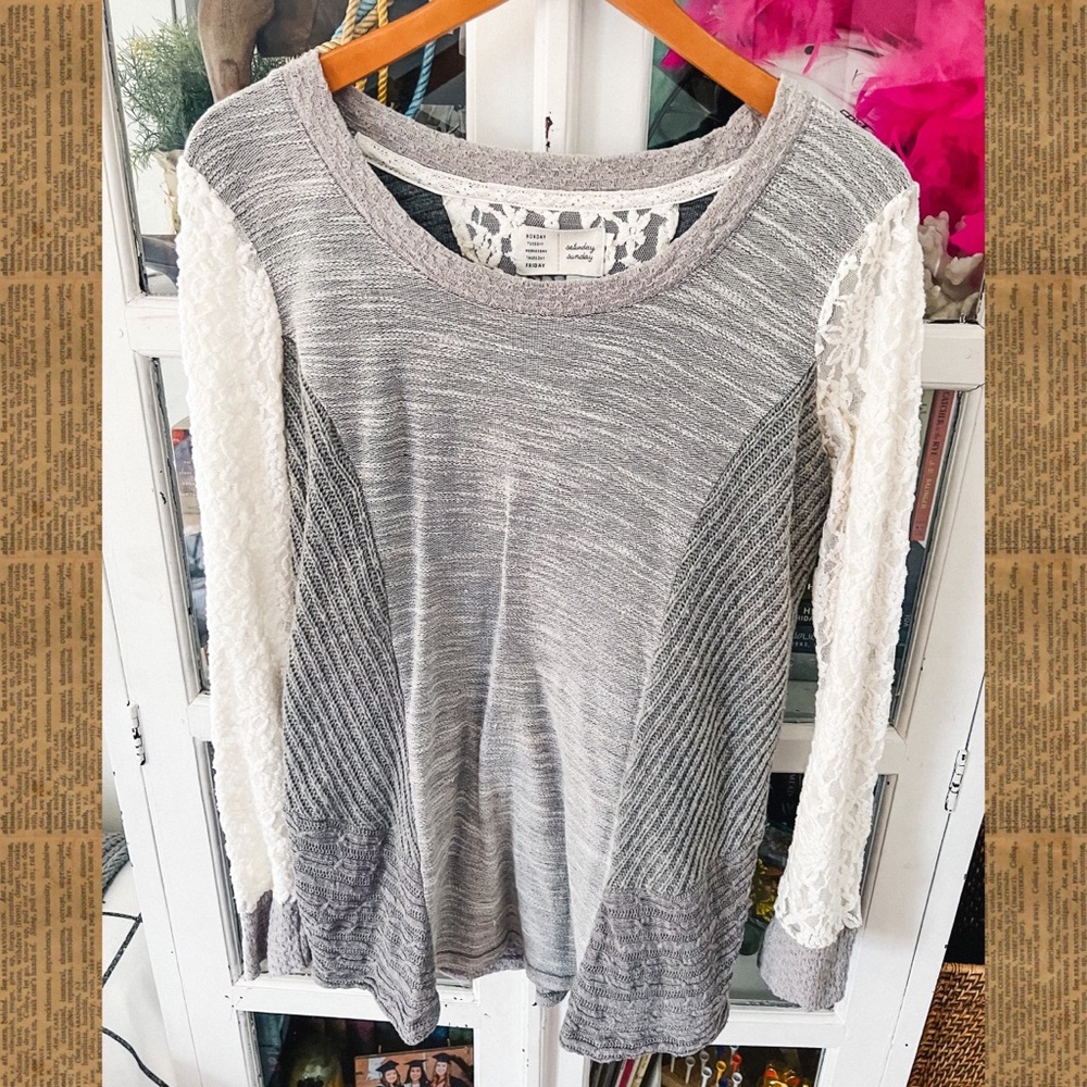 anthropologie knit/lace top